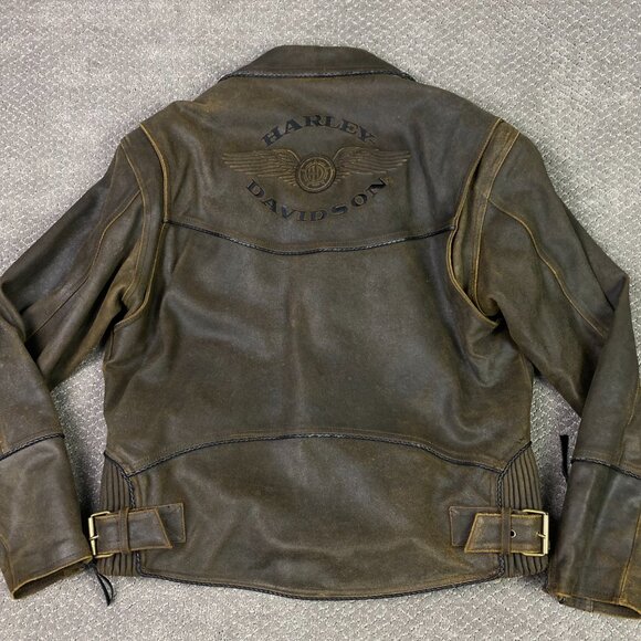 Harley Davidson Billings Leather Jacket Men's XL Brown Distressed Motorcycle - Picture 2 of 16